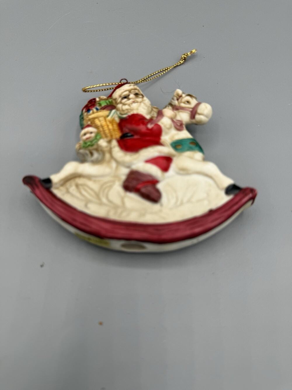 Vintage Santa Rocking Horse Christmas Ornament Taiwan Toys Gifts Holiday Decor